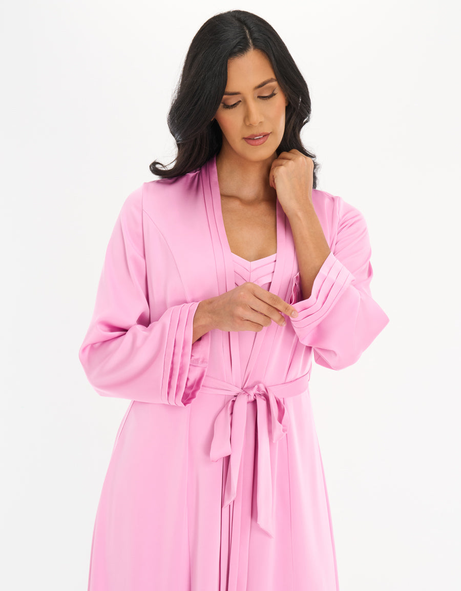 Satin Long Robe in Pink