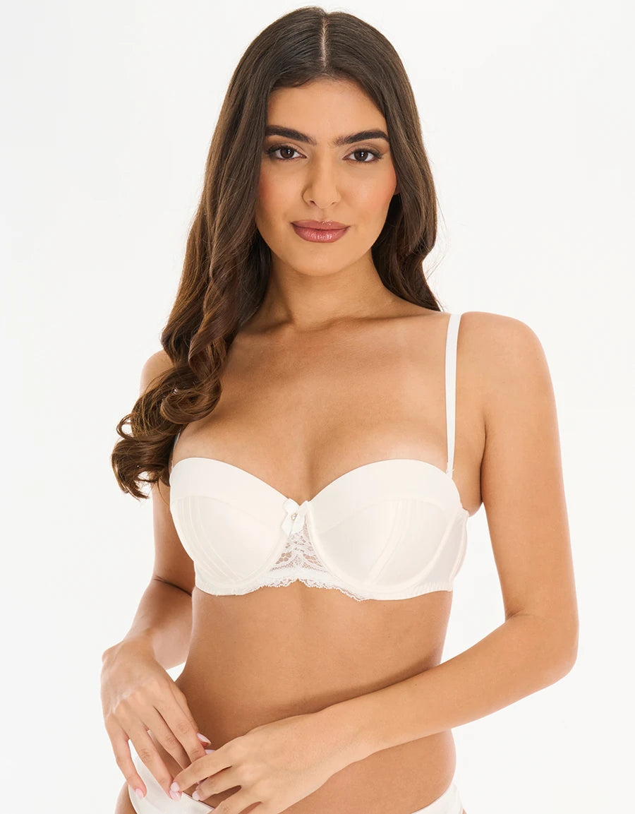 Lace-Trim Satin Push-Up Multiway Bra
