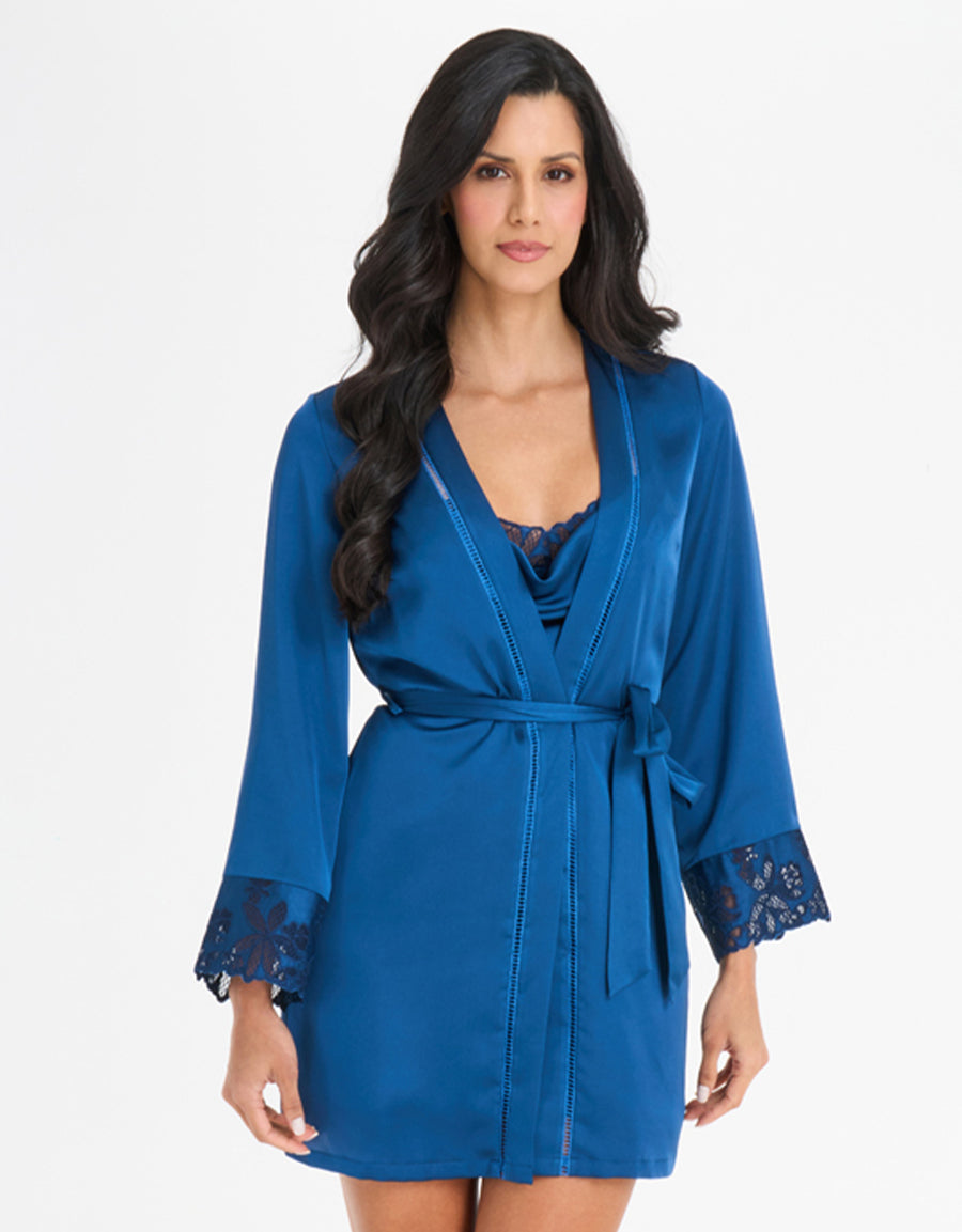 Satin Short Dress and Robe Set