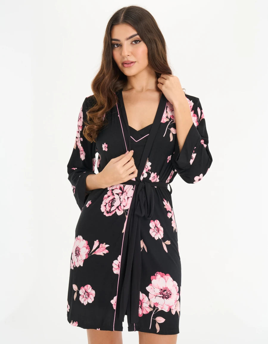 Floral Print Short Dress Set