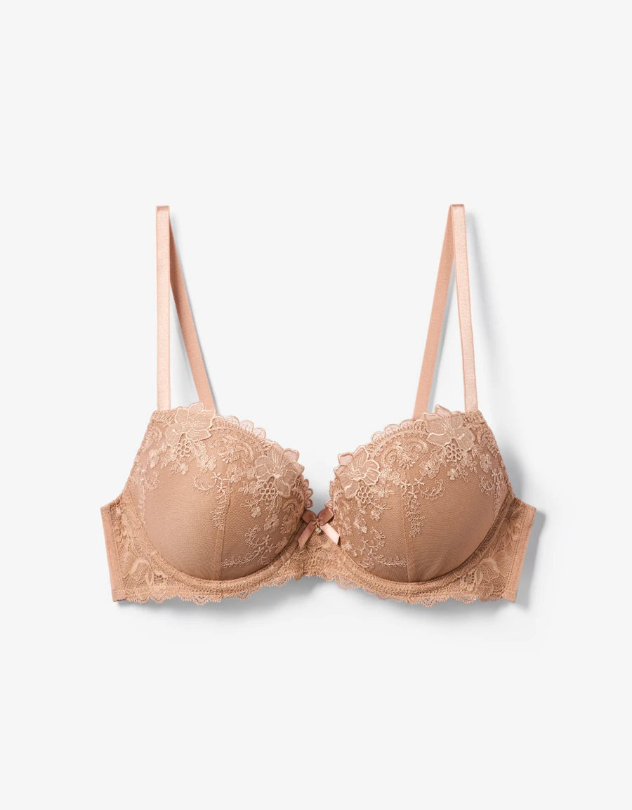 Embroidered Lace Balconette Bra