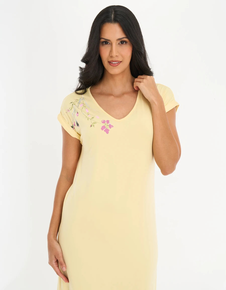 2-Pack Lace-Trim Floral Print Nightdresses