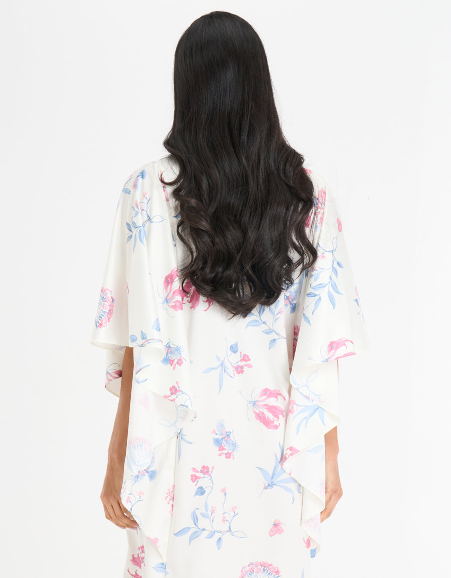 Floral Print Satin Long Dress