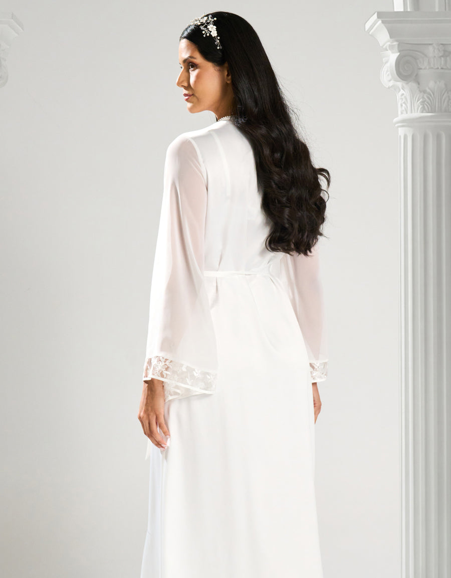 Embroidered Satin Bridal Long Robe