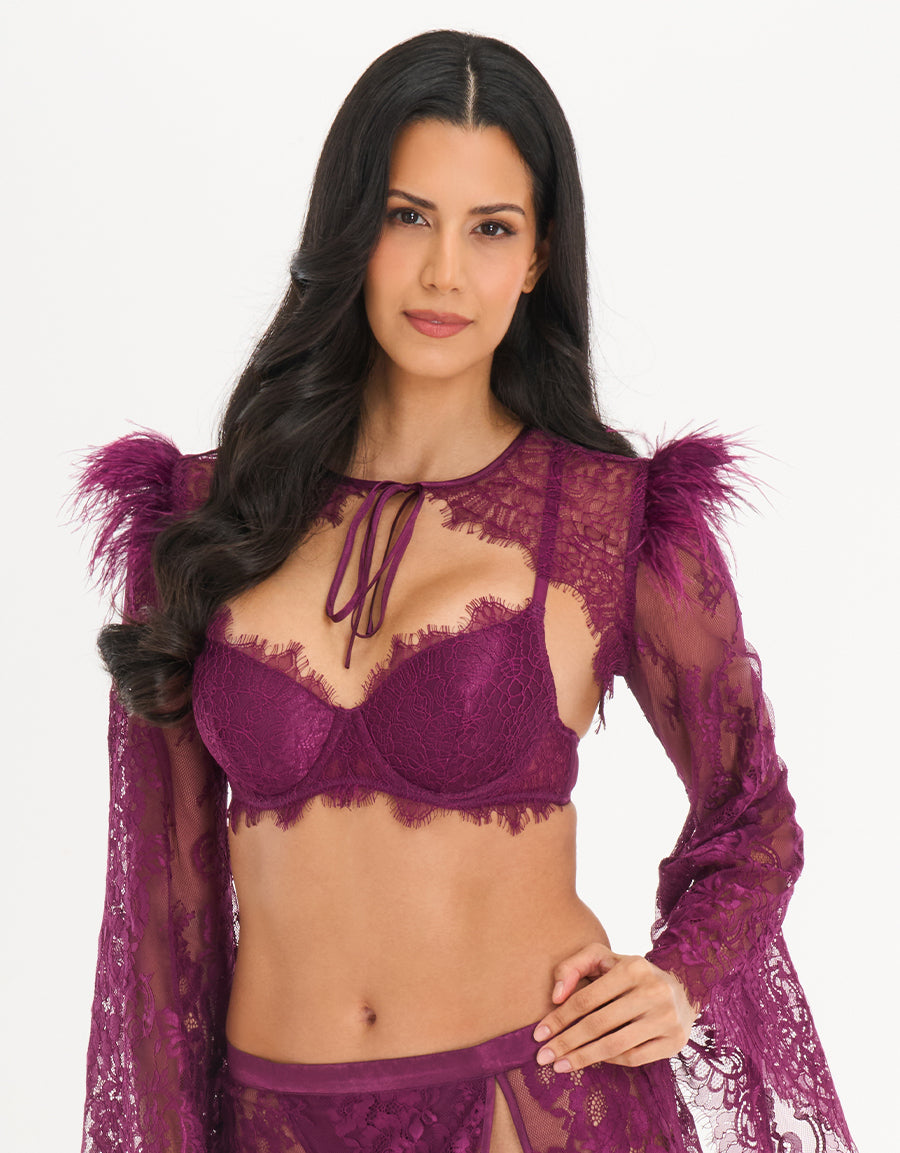 Bra Set Lace Lingerie Set in Dark Purple