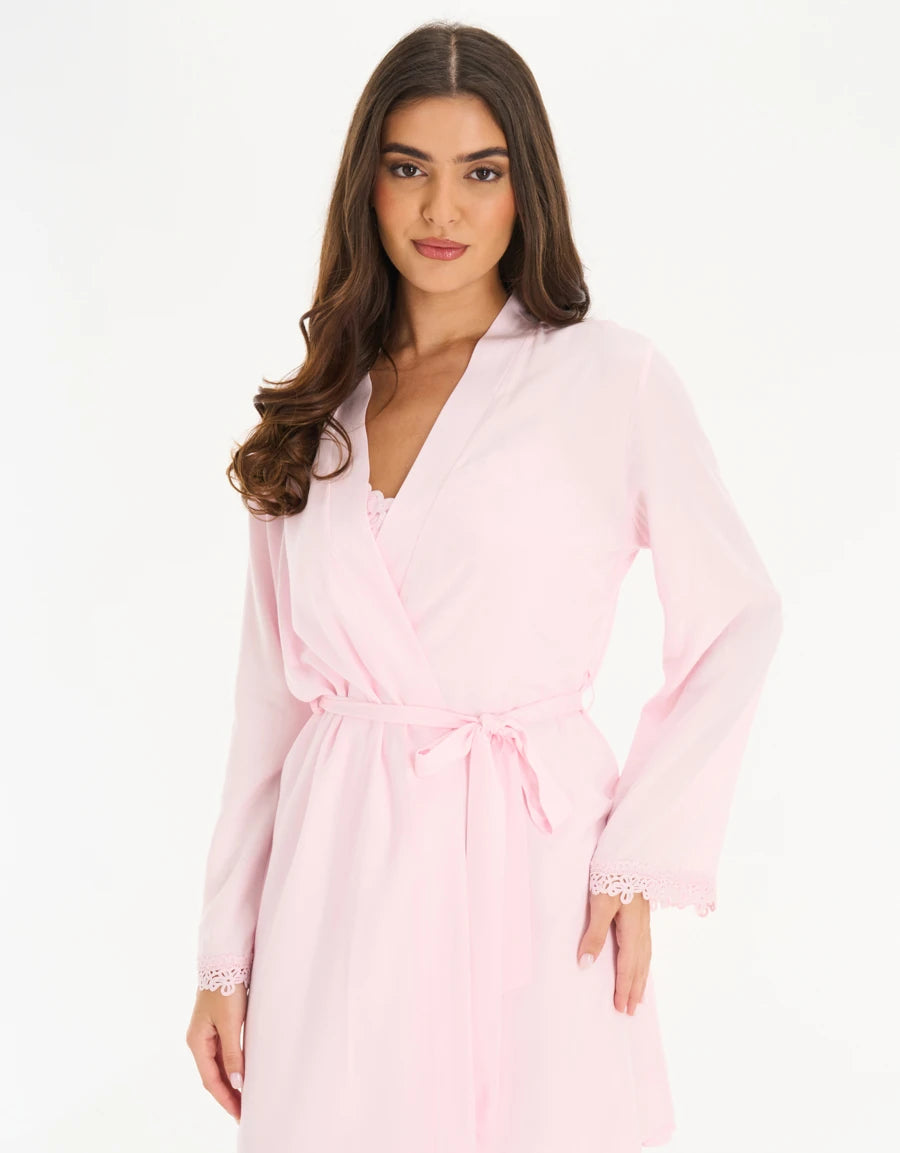 Lace-Trim Short Robe