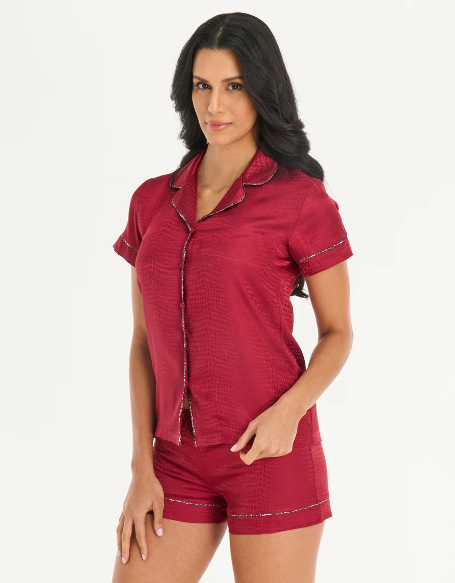 Jacquard Satin Short Pajama Set