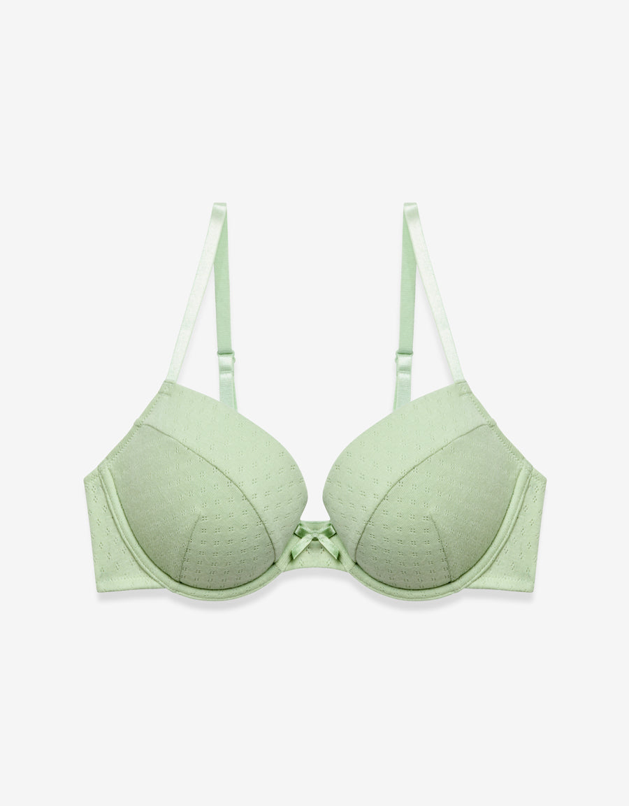 Cotton Push Up Bra in Light Green