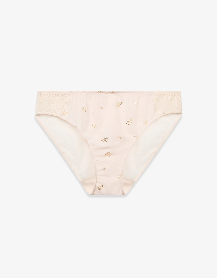 Lace-Trim Floral Print Bridal Bikini Panty