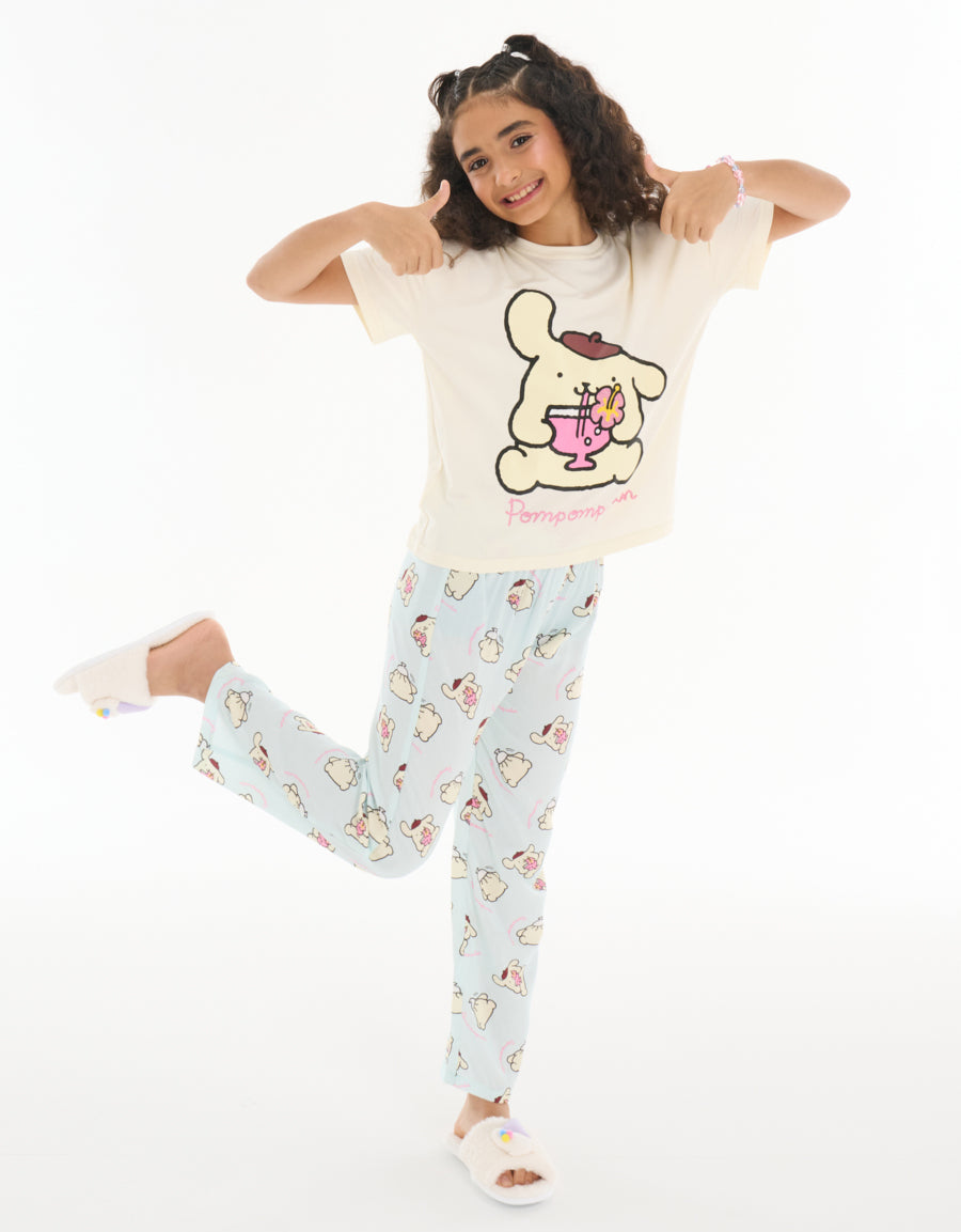 Short Sleeve Tee and Pants Pajama Set in Yellow