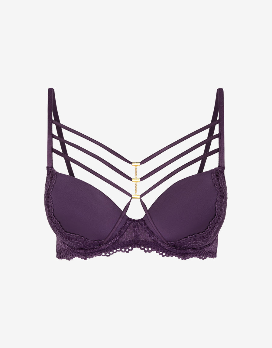 Lace-Trim Double Push Up Plunge Bra