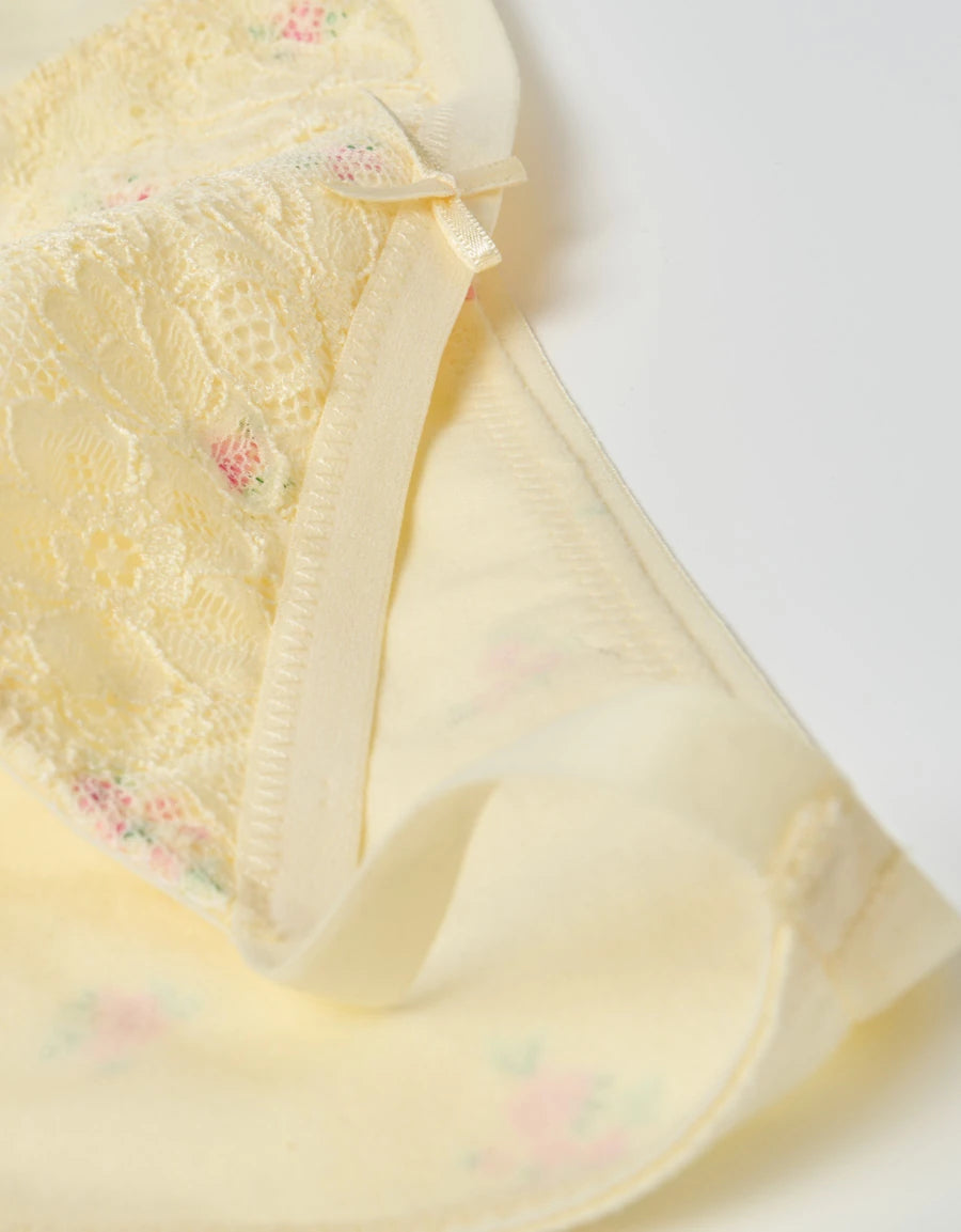Lace-Trim Floral Print Tanga Panty