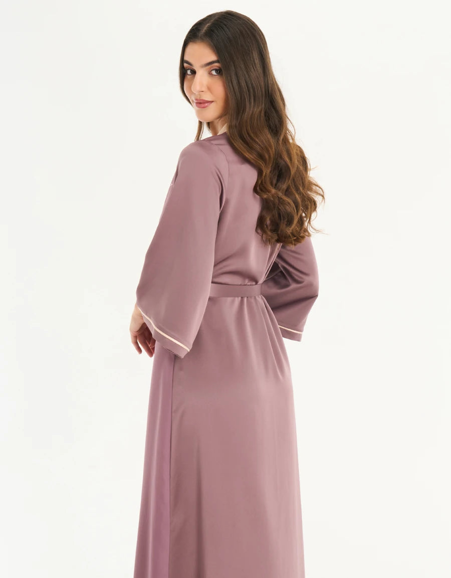 Floral Print Satin Long Robe