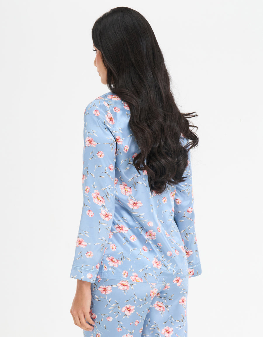 Floral Print Satin Pajama Set
