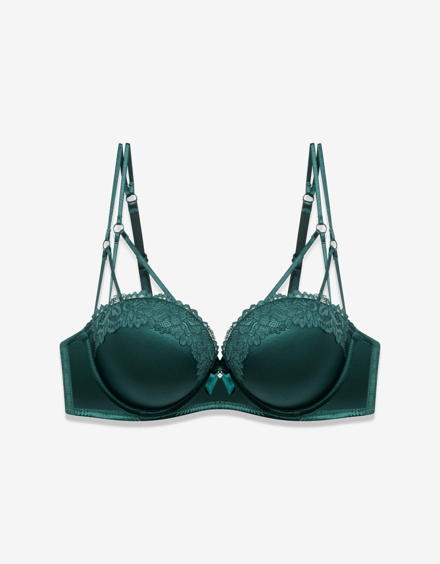 Multiway Lace Double Push Up Bra in Dark Green