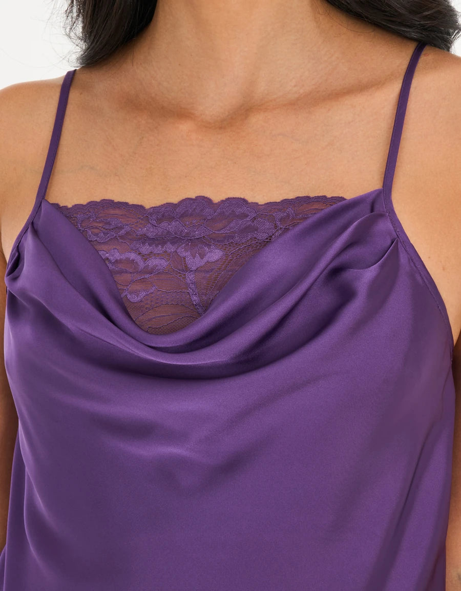 Lace-Trim Satin Short Pajama Set