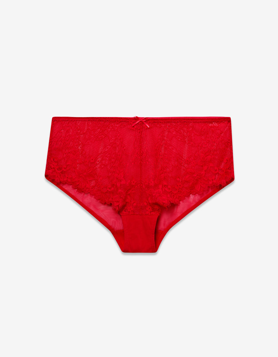 Lace Boxer Panty in Red
