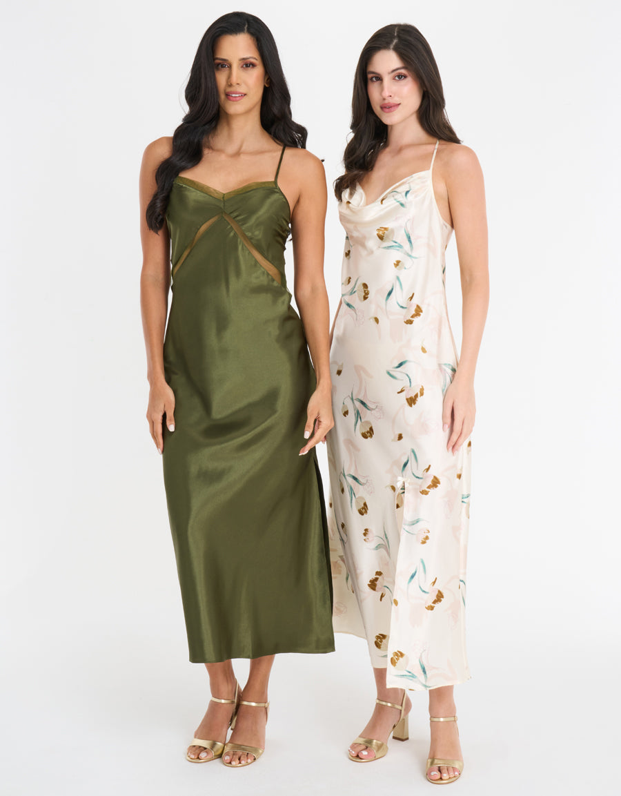 2-Pack Satin Long Dresses