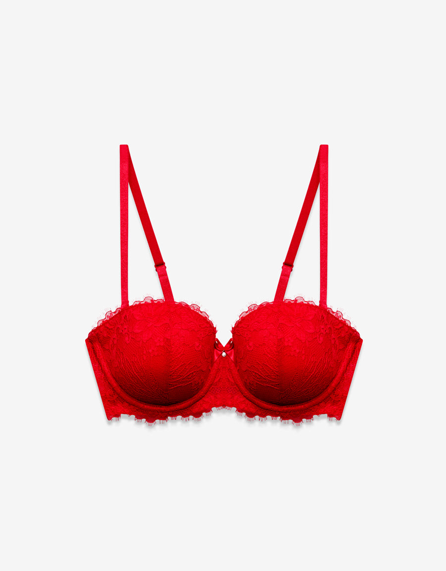 Multiway Lace Push Up Bra in Red