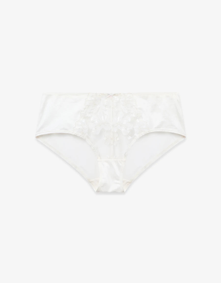 Lace-Trim Satin Bridal Hipster Panty