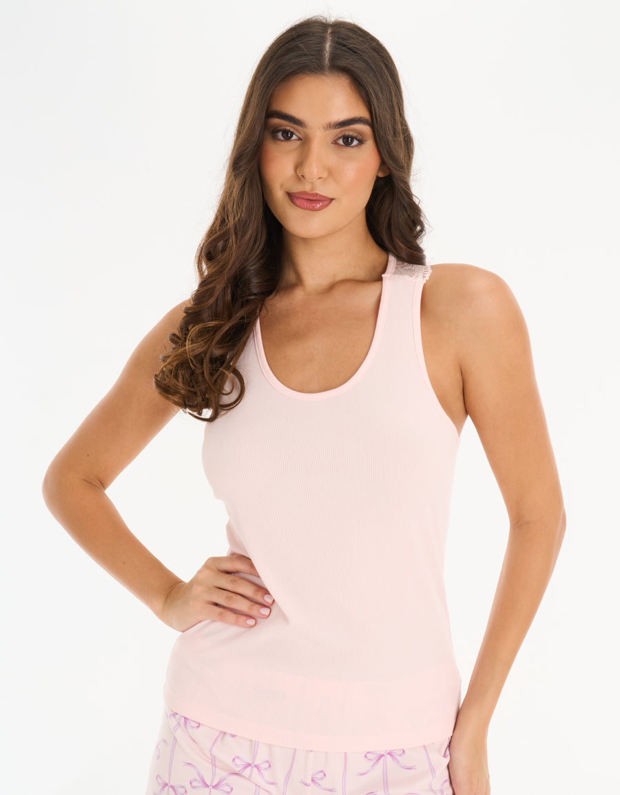 Sleeveless Tank and Shorts in Light Pink