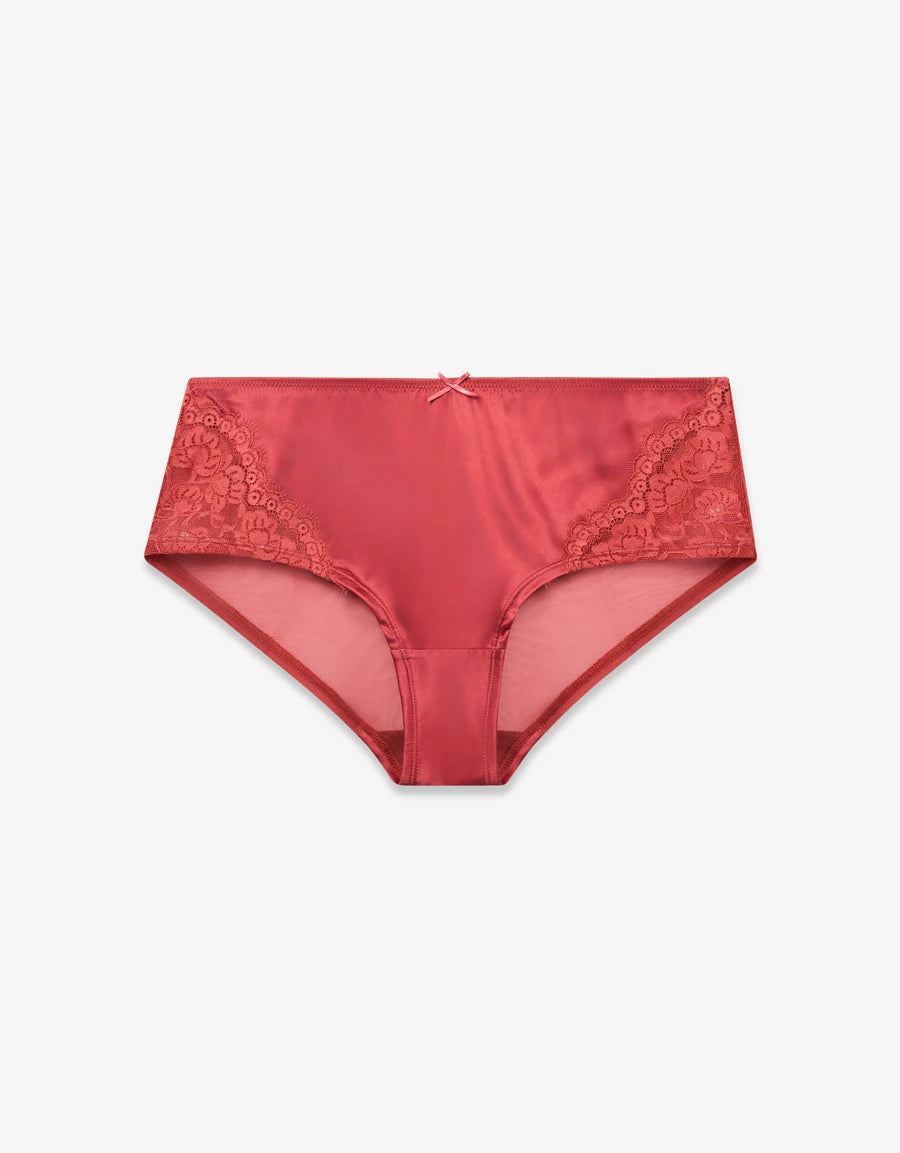 Lace-Trim Satin Hipster Panty