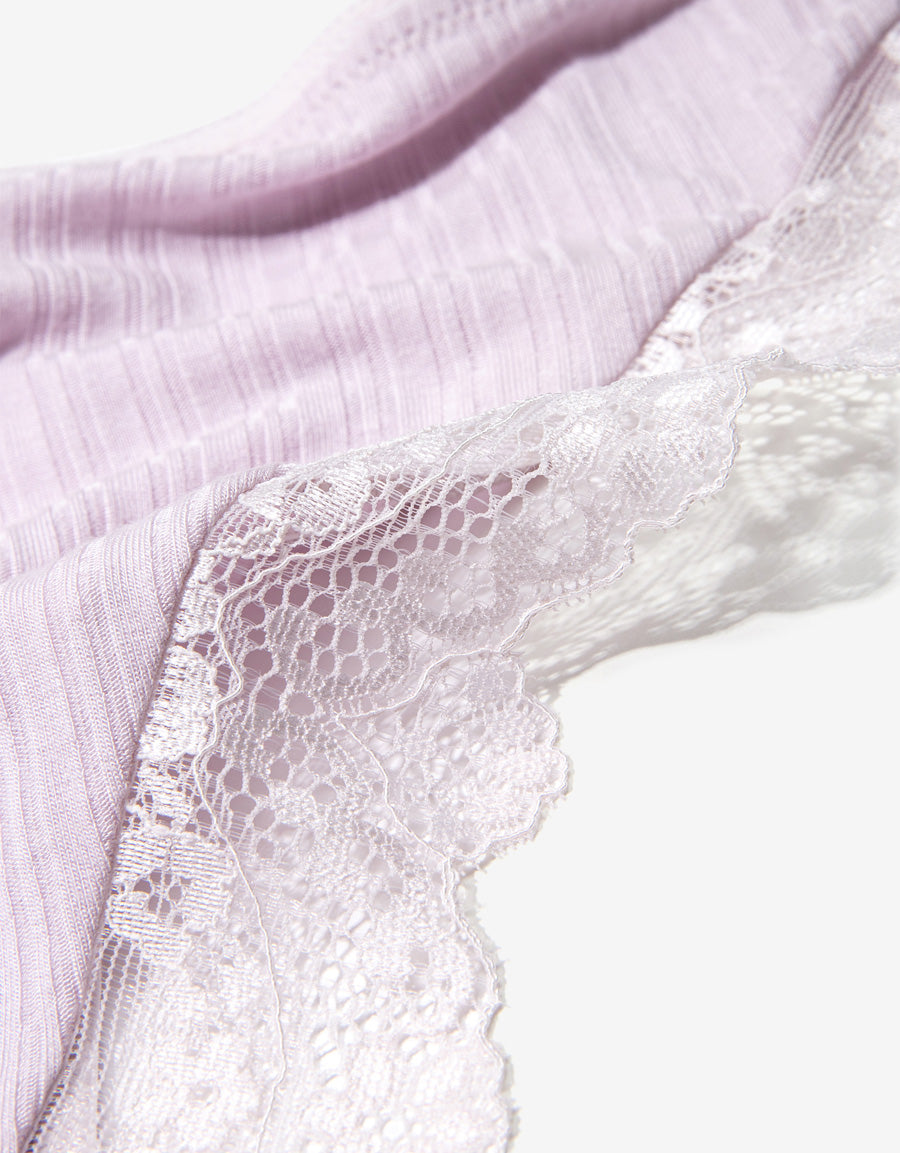 Ribbed Brazilian Panty in Dusky Purple