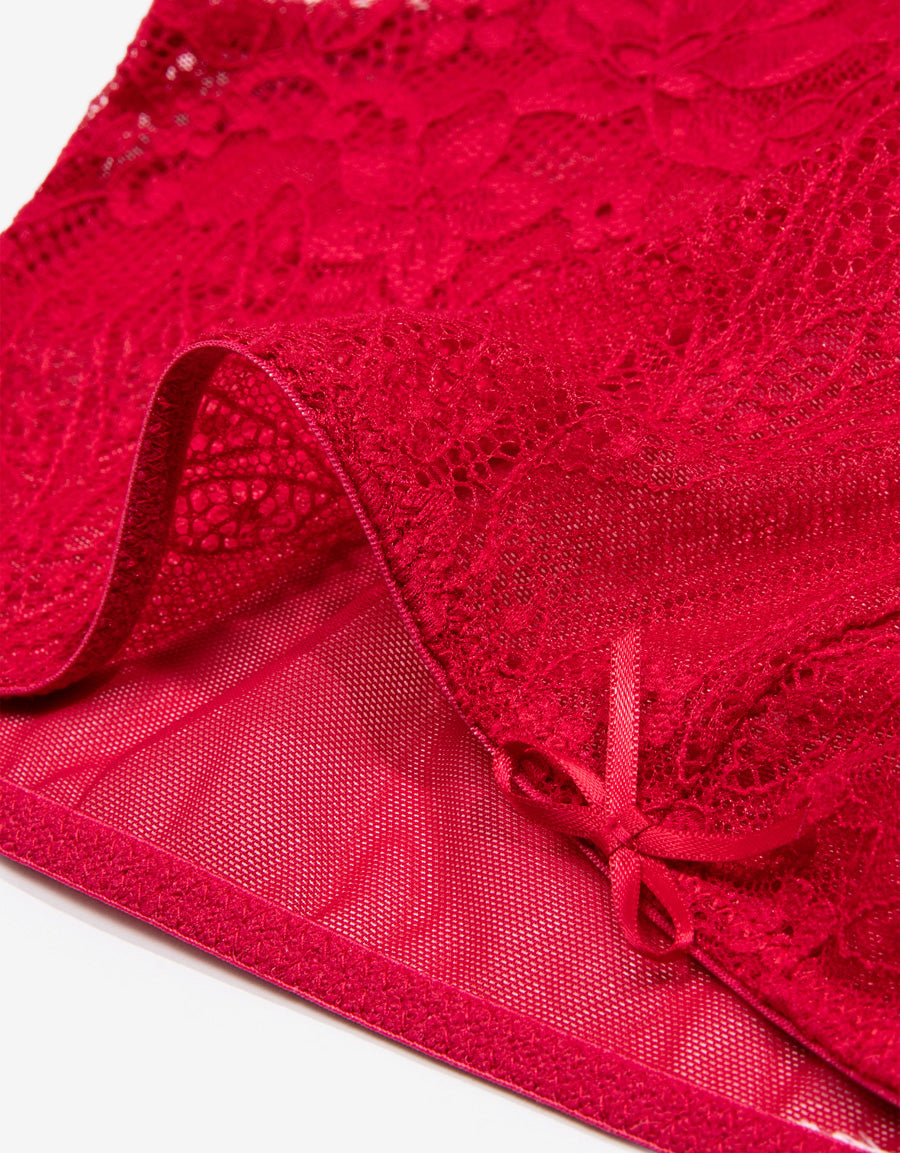 Lace Boxer Panty in Red