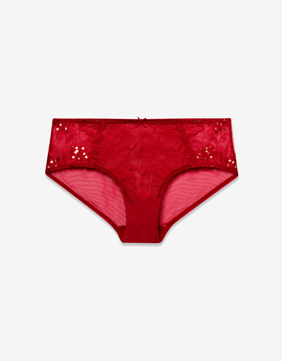 Mesh Boxer Panty in Burgundy