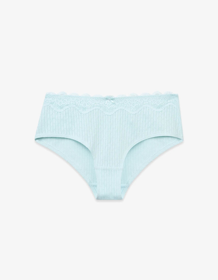Lace-Trim Pointelle Cotton Hipster Panty