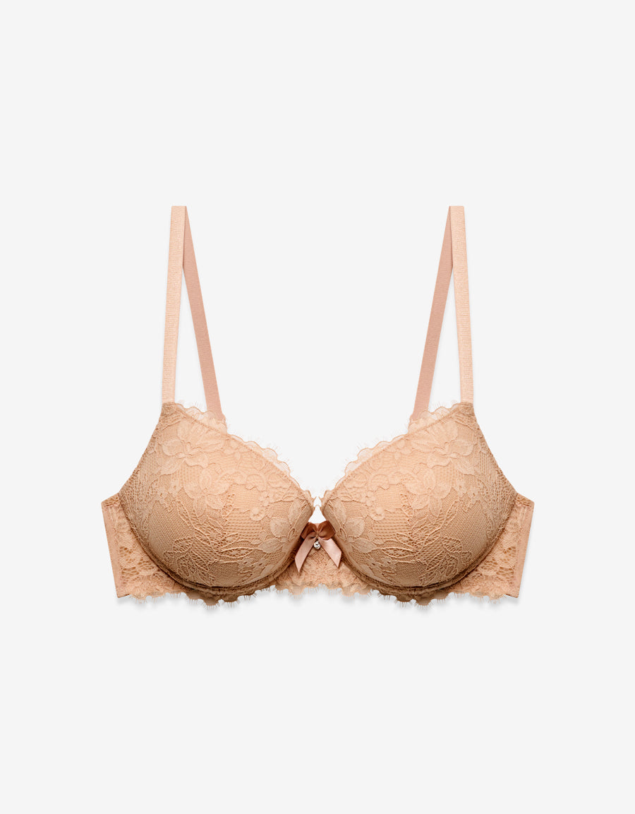 Balconette Lace Push Up Bra in Nude
