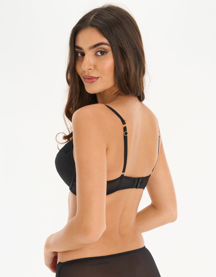 Satin Push Up Bra in Black