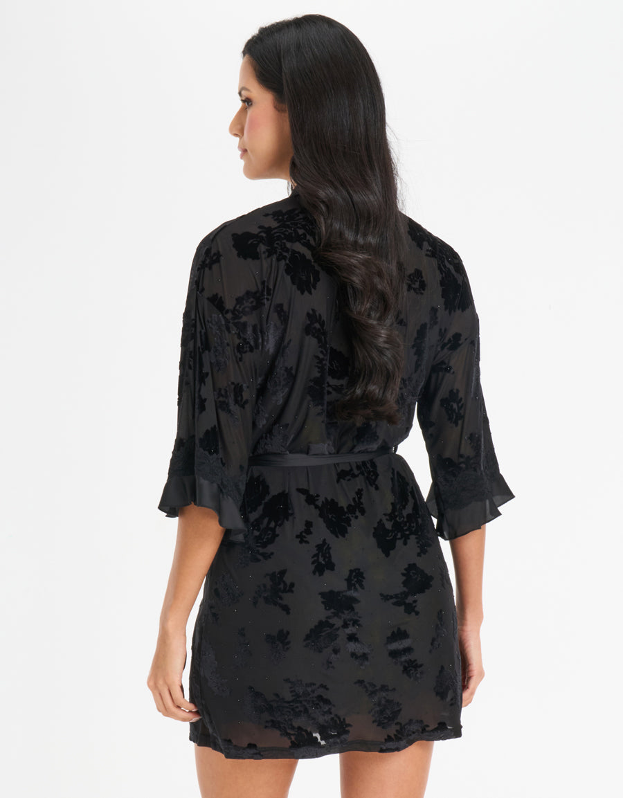 Short Dress and Burnout Velvet Robe Set
