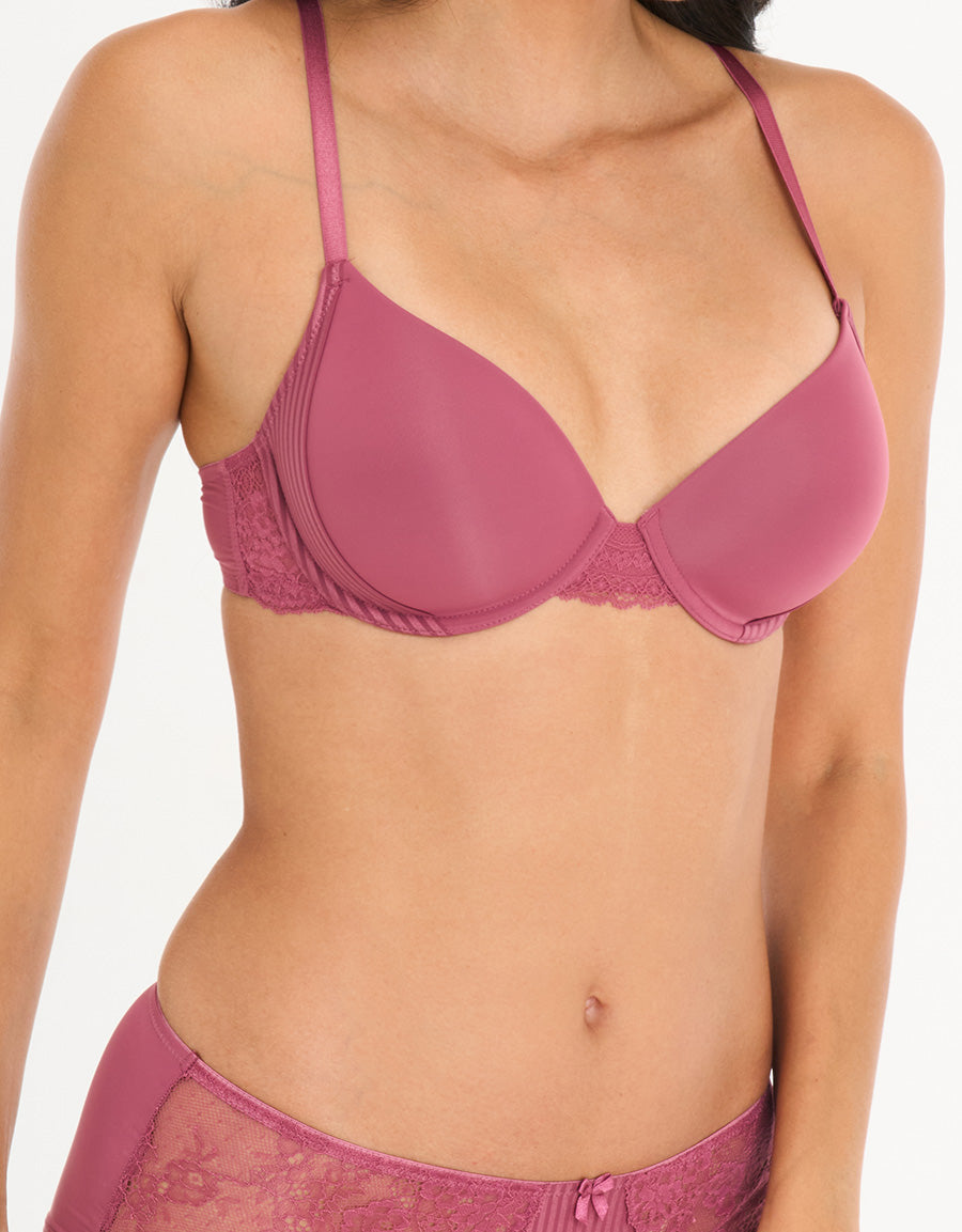 Lace Padded Bra in Dark Pink