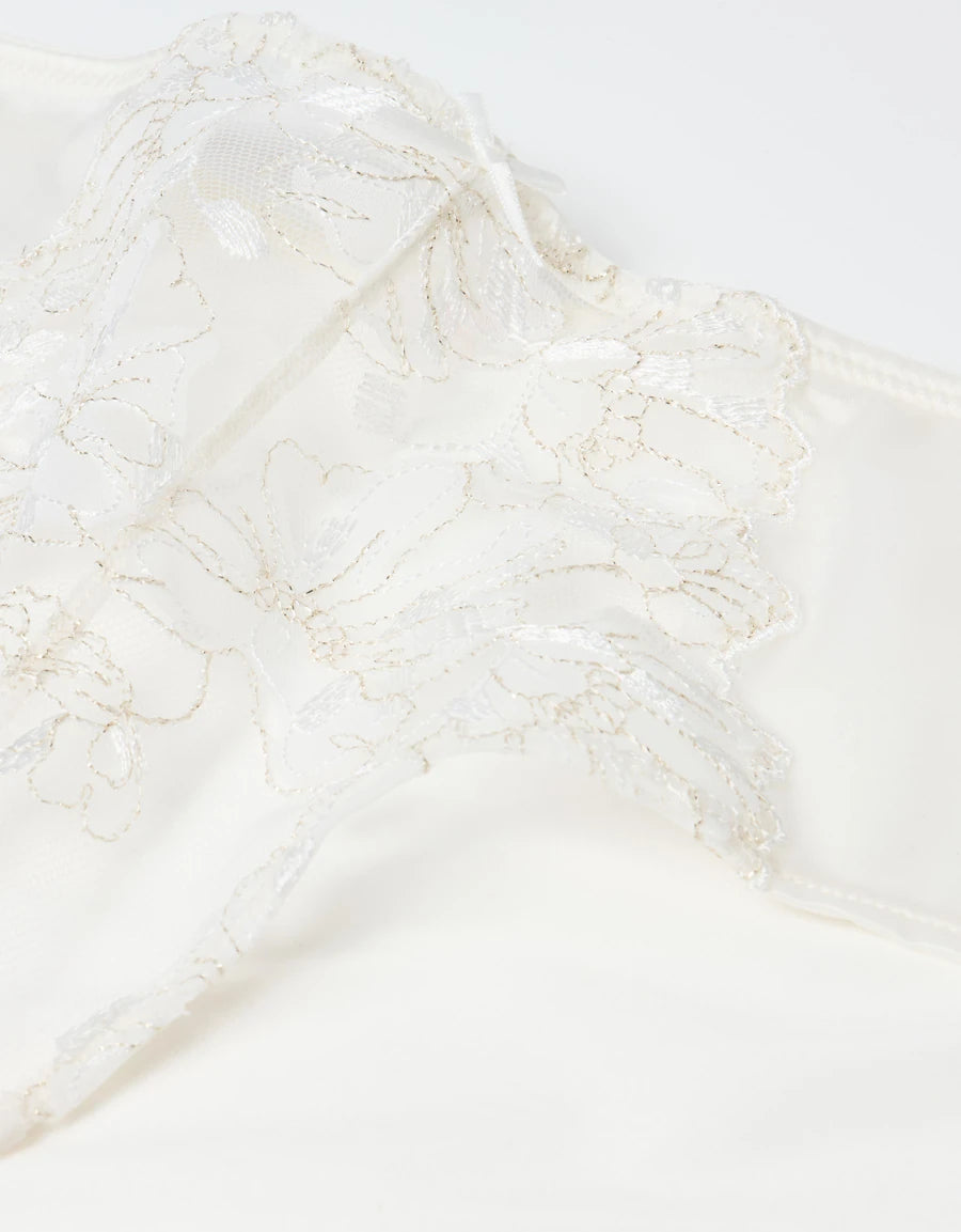 Lace-Trim Satin Bridal Hipster Panty