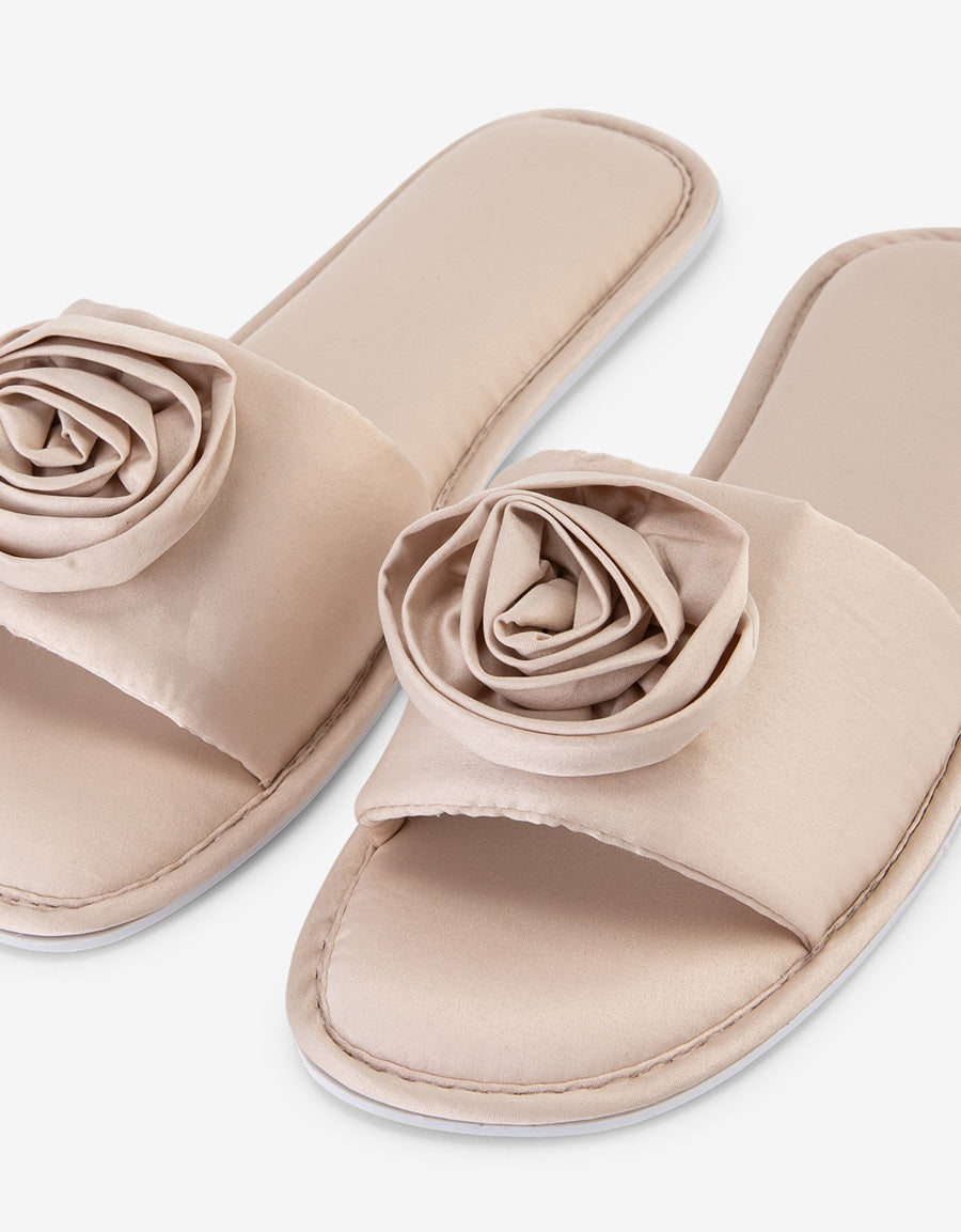 Satin Open Toe Slipper