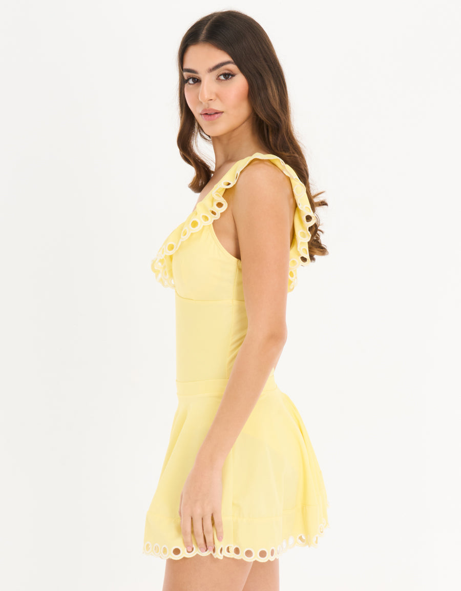 Push Up Swimdress in Light Yellow