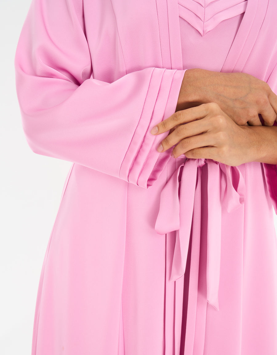 Satin Long Robe in Pink