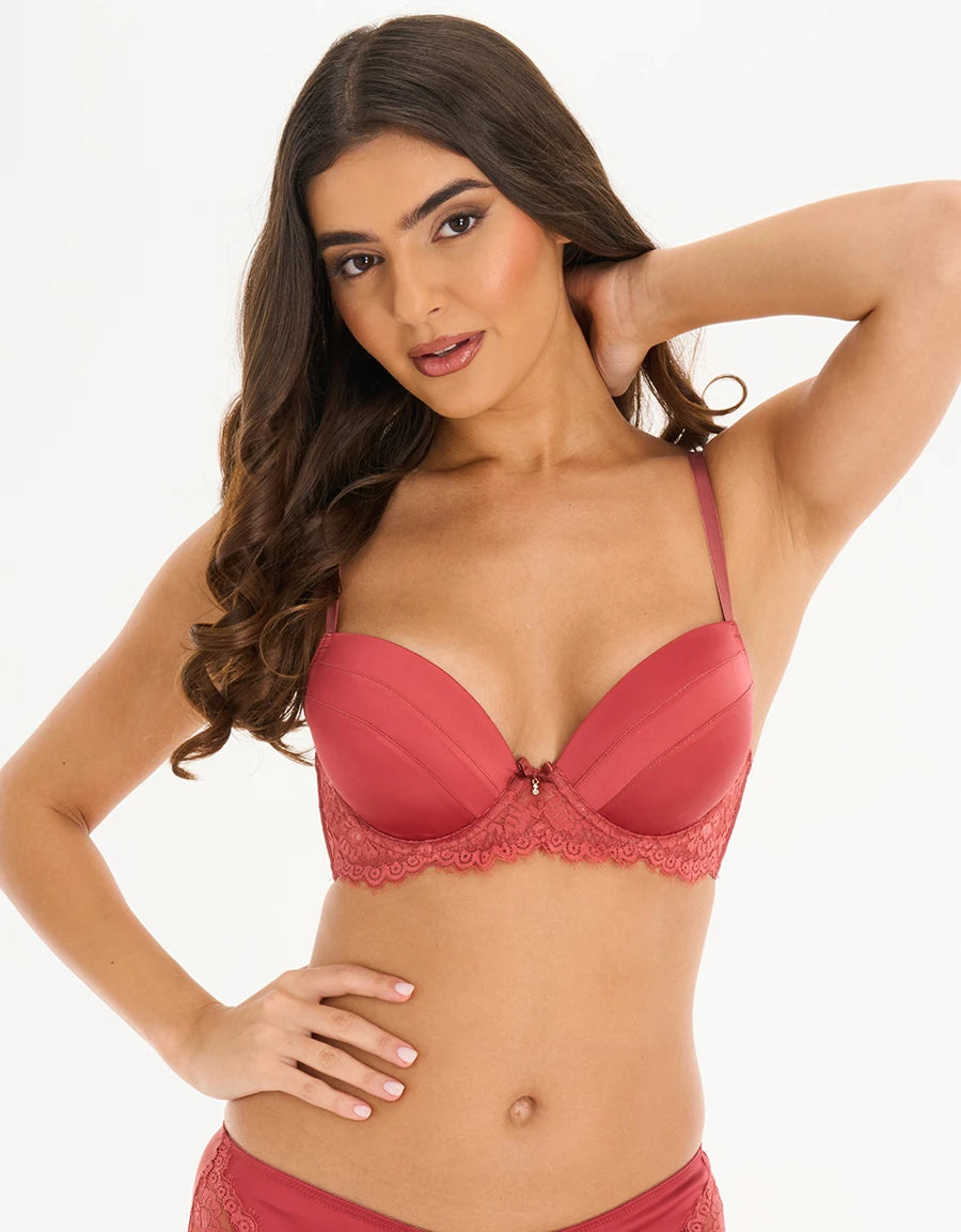 Lace-Trim Push-Up Balconette Bra