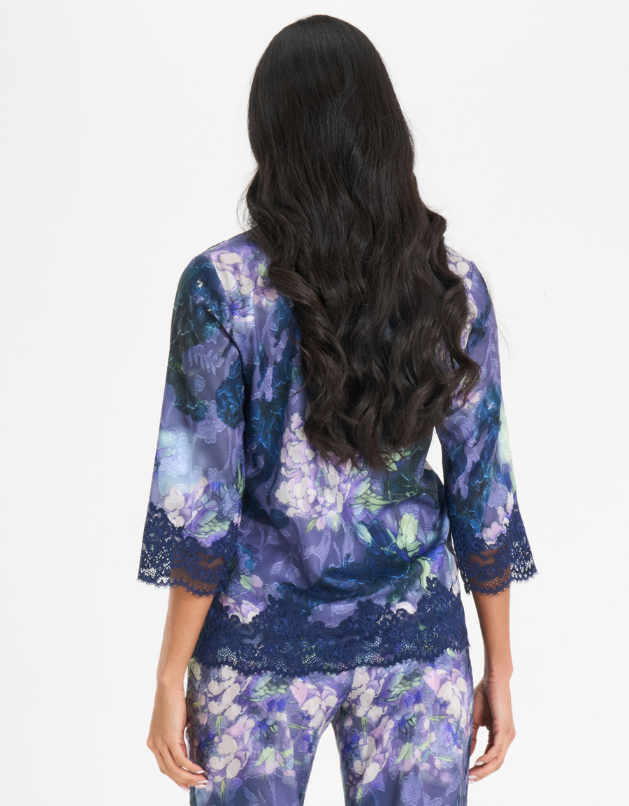 Lace-Trim Floral Print Pajama Set