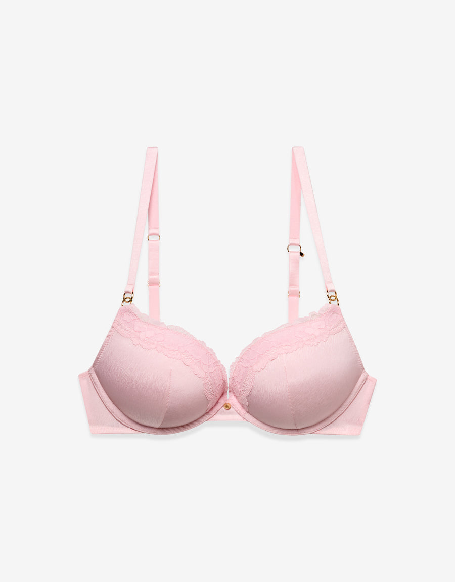 Lace Triple Push Up Bra in Light Pink