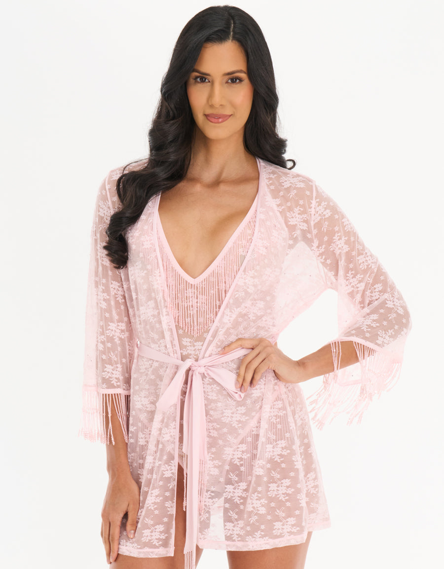 Teddy Set Lace Teddy and Robe in Light Pink