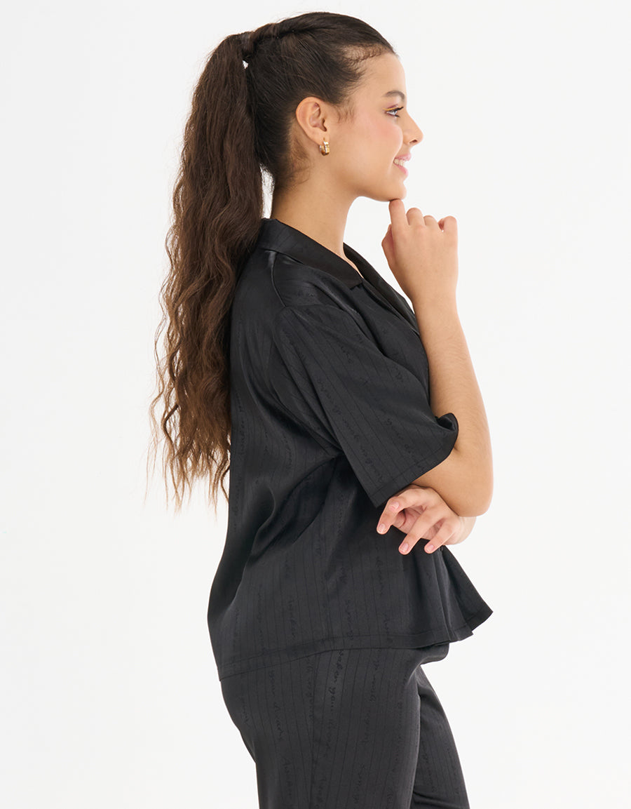 Short Sleeve Satin Pajama Set