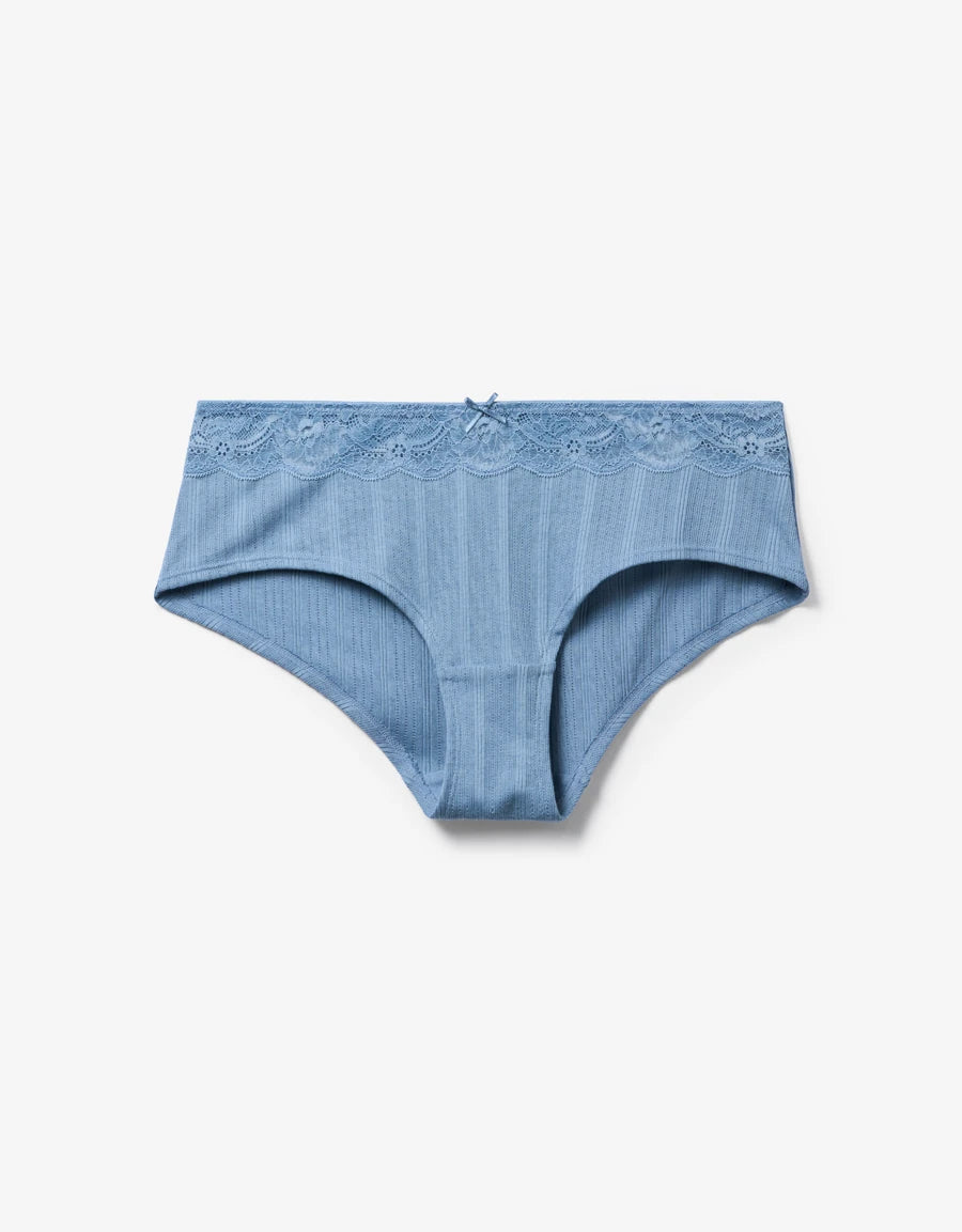 Lace-Trim Pointelle Cotton Hipster Panty