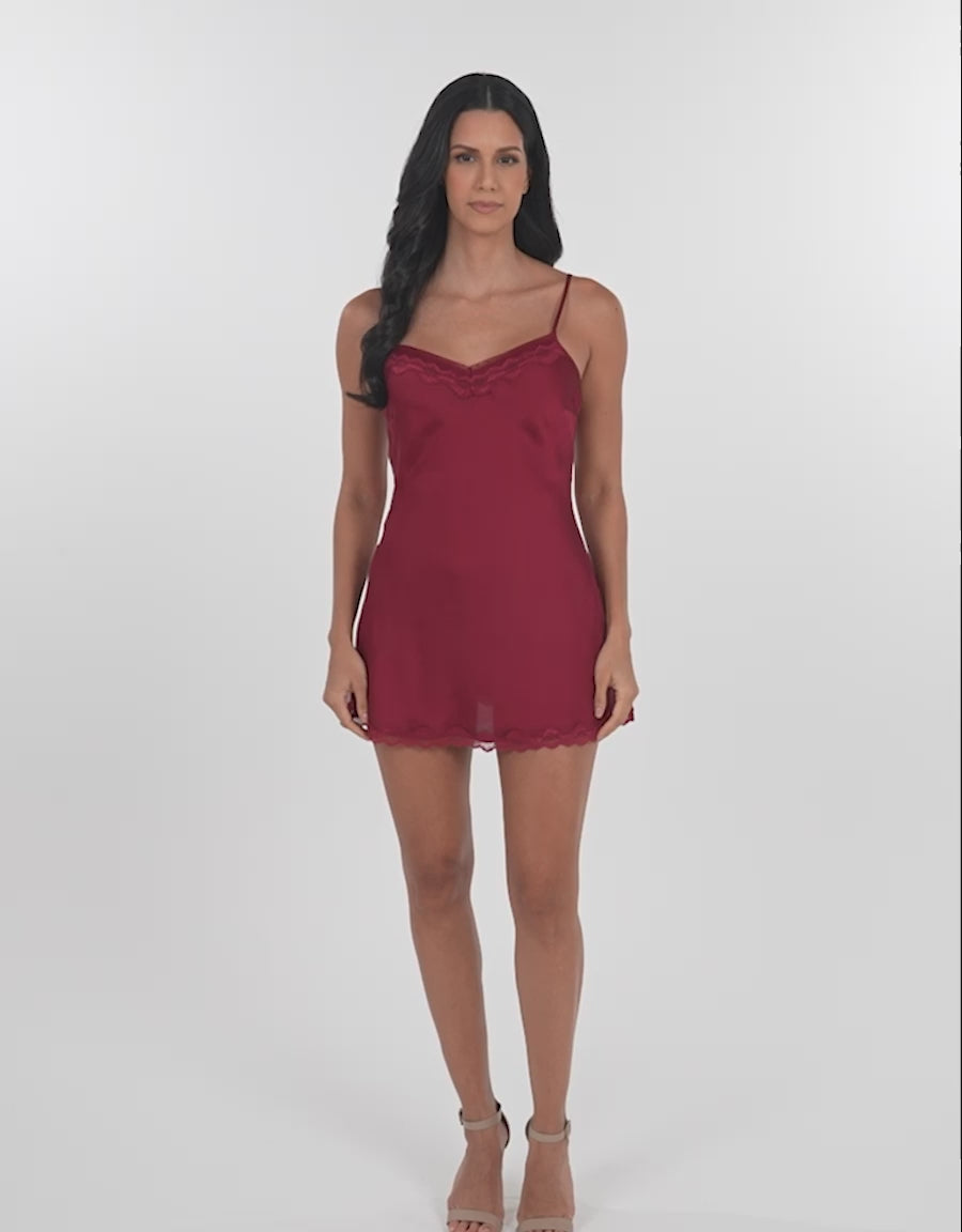 Lace-Trim Satin Nightdress