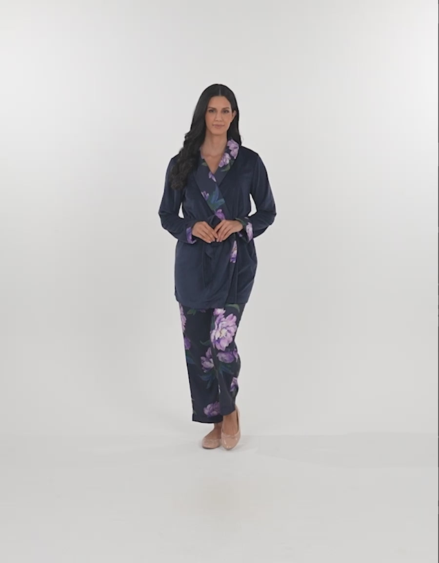 3-Piece Floral Print Fleece Pajama Set