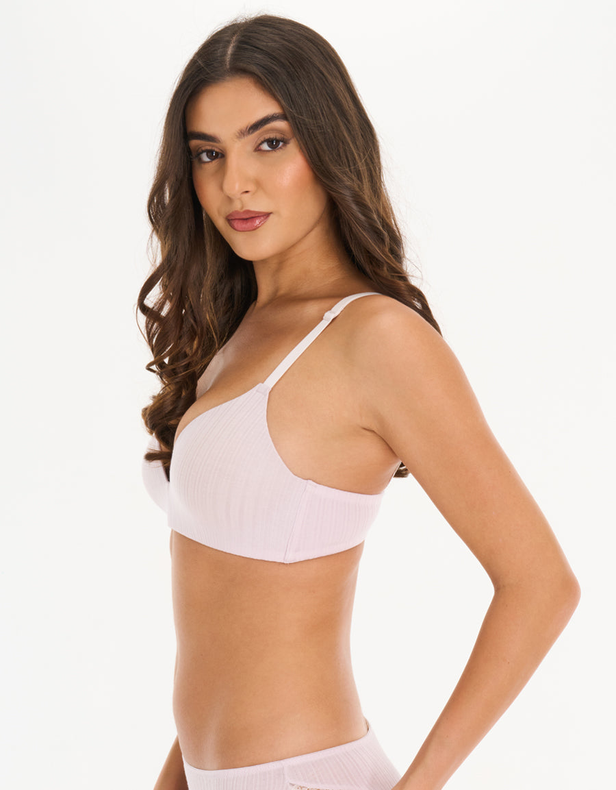 Ribbed Push Up Bra in Dusky Purple