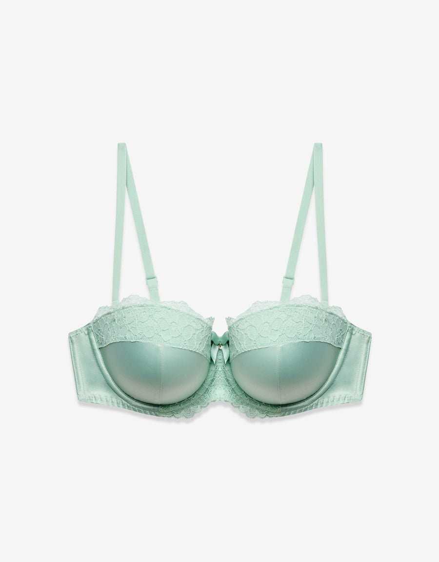 Multiway Satin Push Up Bra in Green