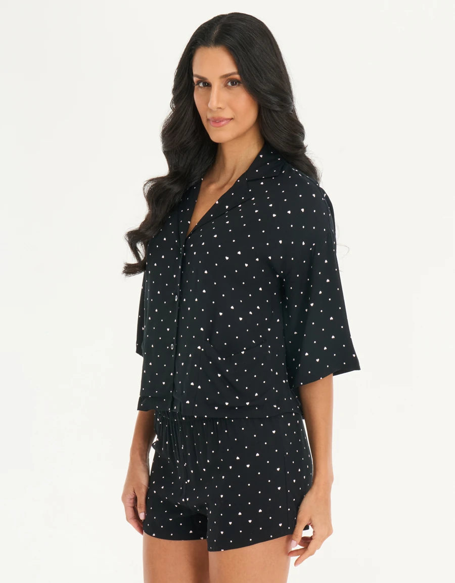 Heart Print Short Pajama Set