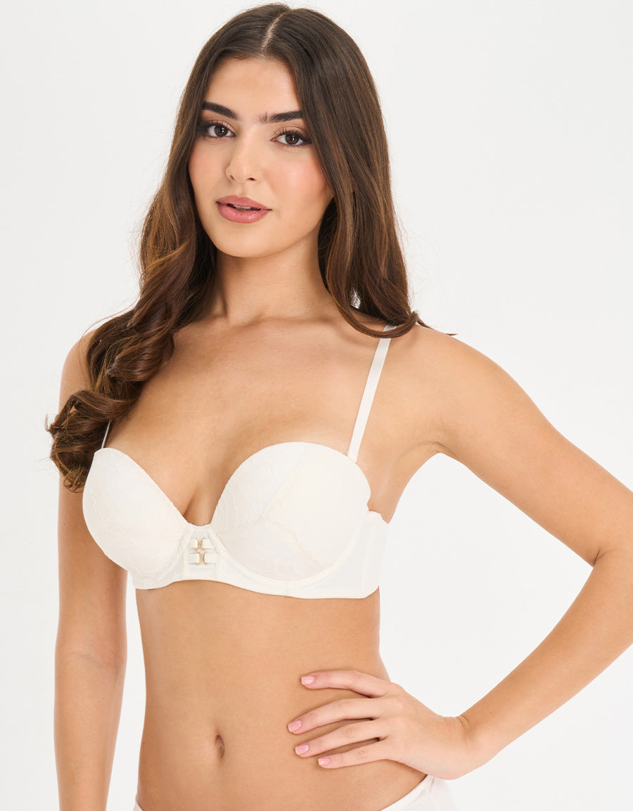 Multiway Lace Double Push Up Bra in White